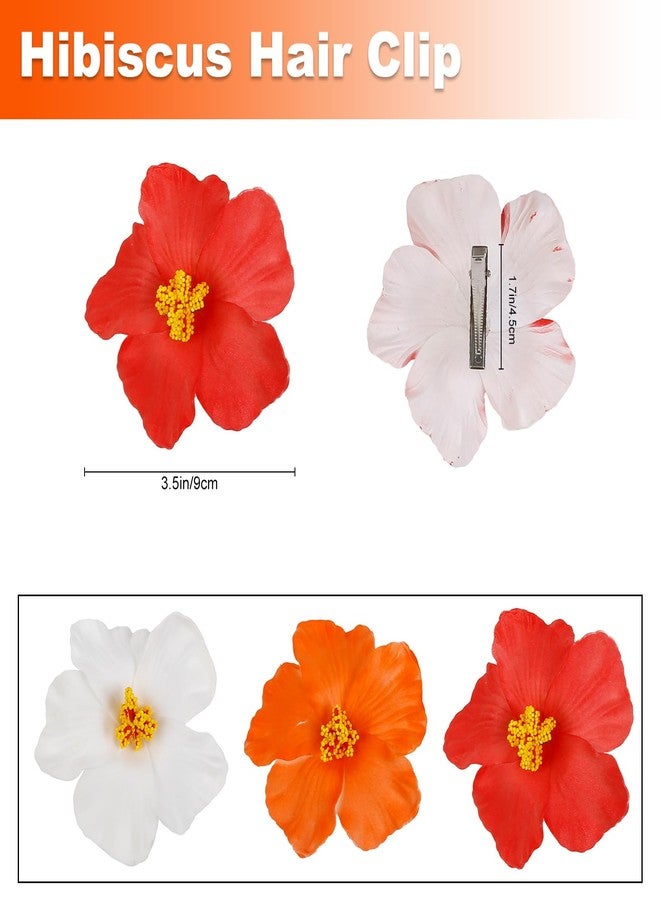 TEBIEKOY 3Pcs Hawaiian Flower Hair Clips for Women Plumeria Hibiscus Hair Clip 3.5 Inch Artificial Flower Clips for Vacation Party Beach Accessories - Image 2